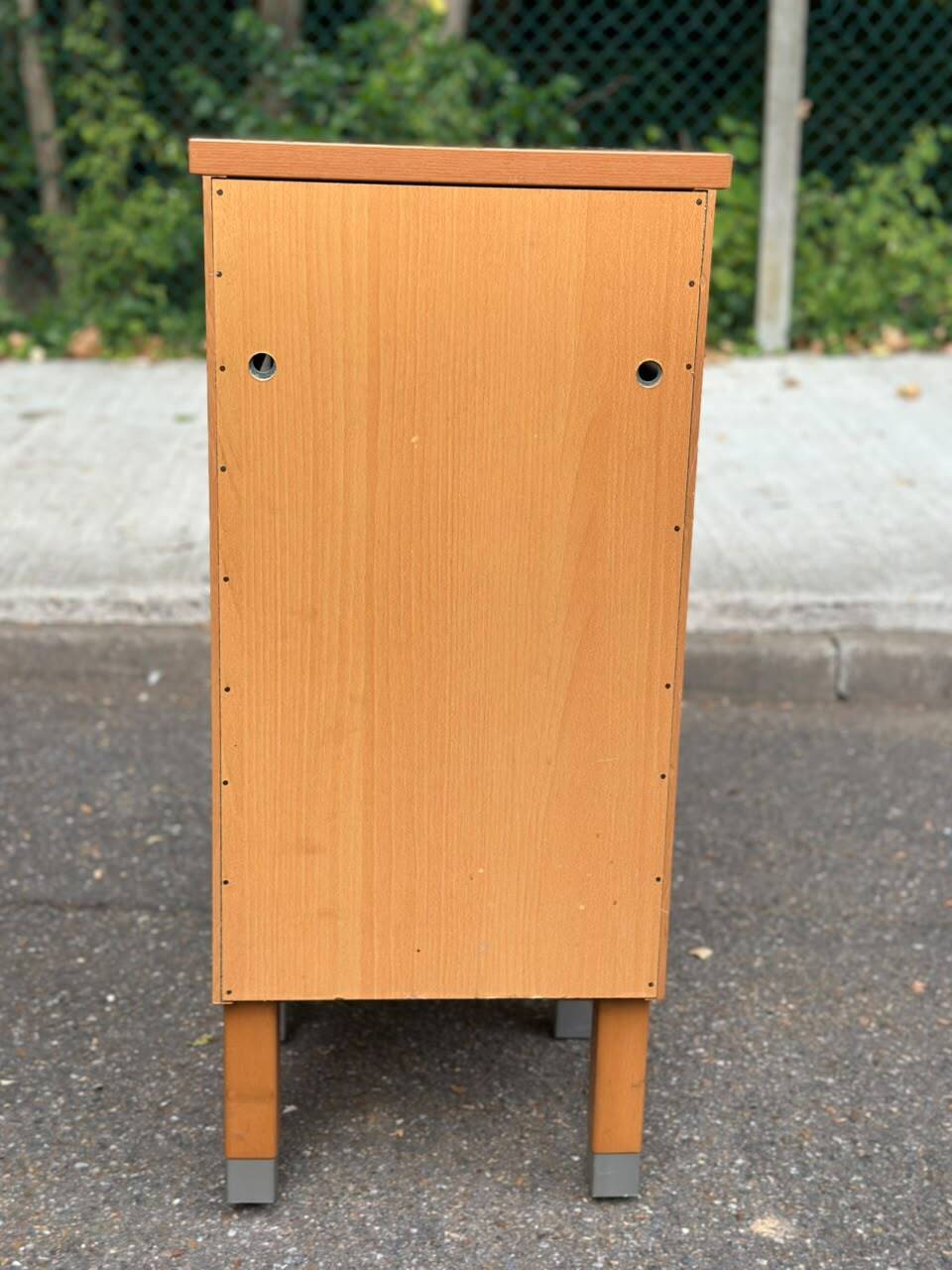 IKEA 1990 wood and frosted glass chest of drawers.