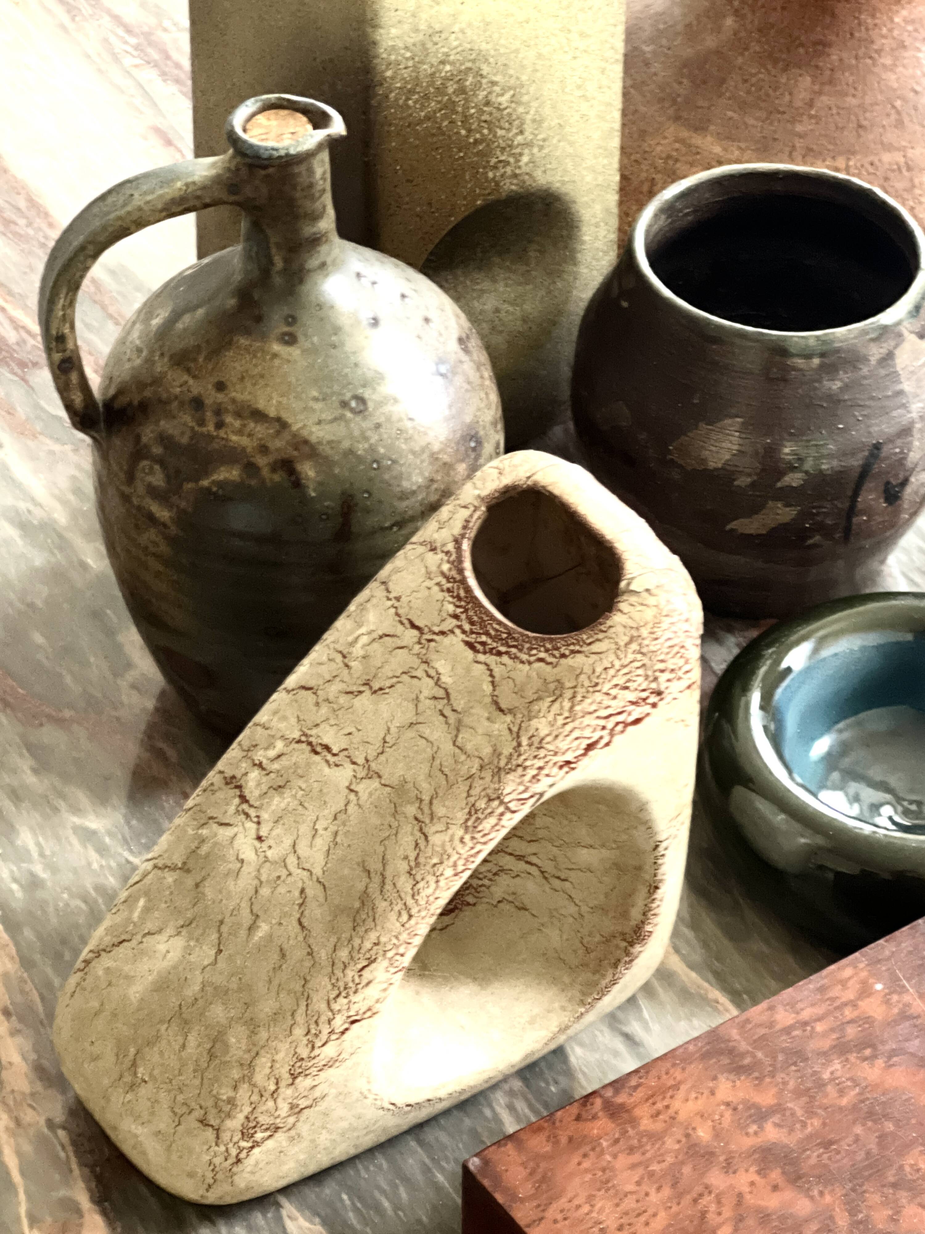 Sculptural and graphic ceramic vase by Bertoncello, Italy 1970