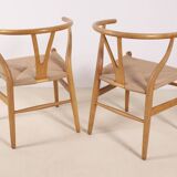 4x Hans J. Wegner CH24 Oak Wishbone Chair, 1980s
