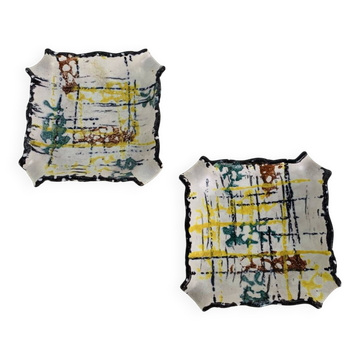 Pair of abstract ceramic ashtrays from the 1960s.