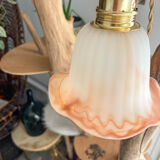 Vintage pink glass paste tulip lamp