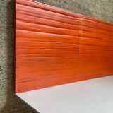 Pair of contemporary wall shelves in steel and stained wood