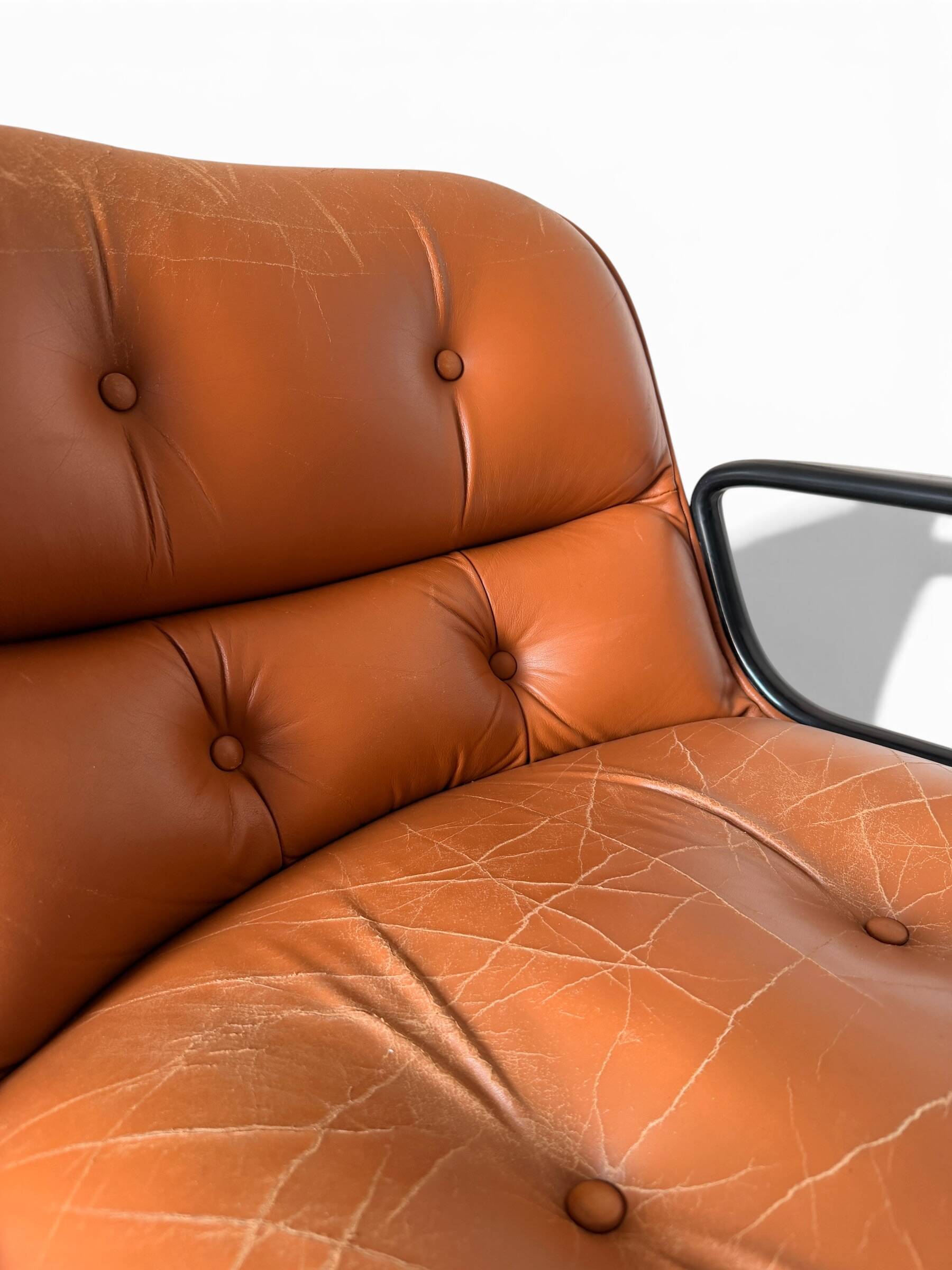 Charles Pollock Knoll Office Chair Patinated Camel Leather