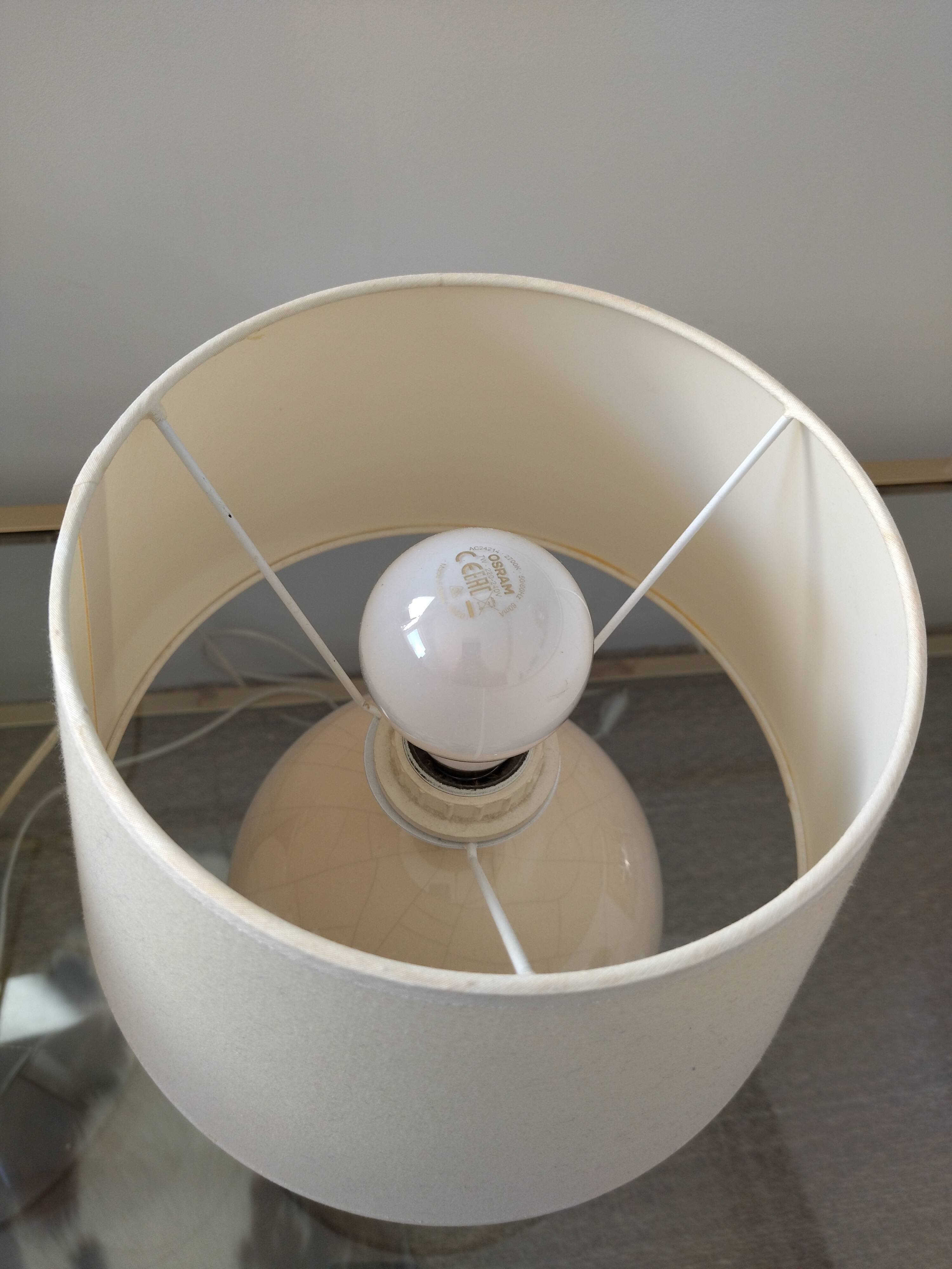 Pair of cracked white Kostka lamps