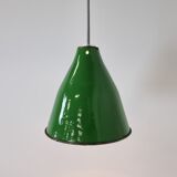 Small vintage industrial green enamel pendant lights, 1960s