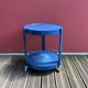 Space-age navy blue rolling dessert trolley
