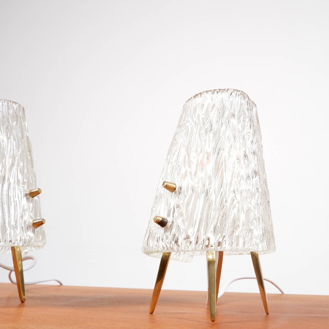 Pair of glass desk lamps by J.T. Kalmar