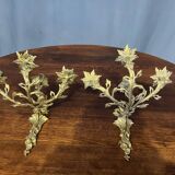 Rococo style wall candle holders. Solid gilded bronze.