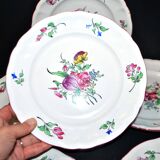 Lunéville set of 6 earthenware plates with floral lamppost decoration, KG Lunéville, 23cm