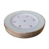 6 plates old flowery flats edge mint