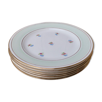 6 plates old flowery flats edge mint