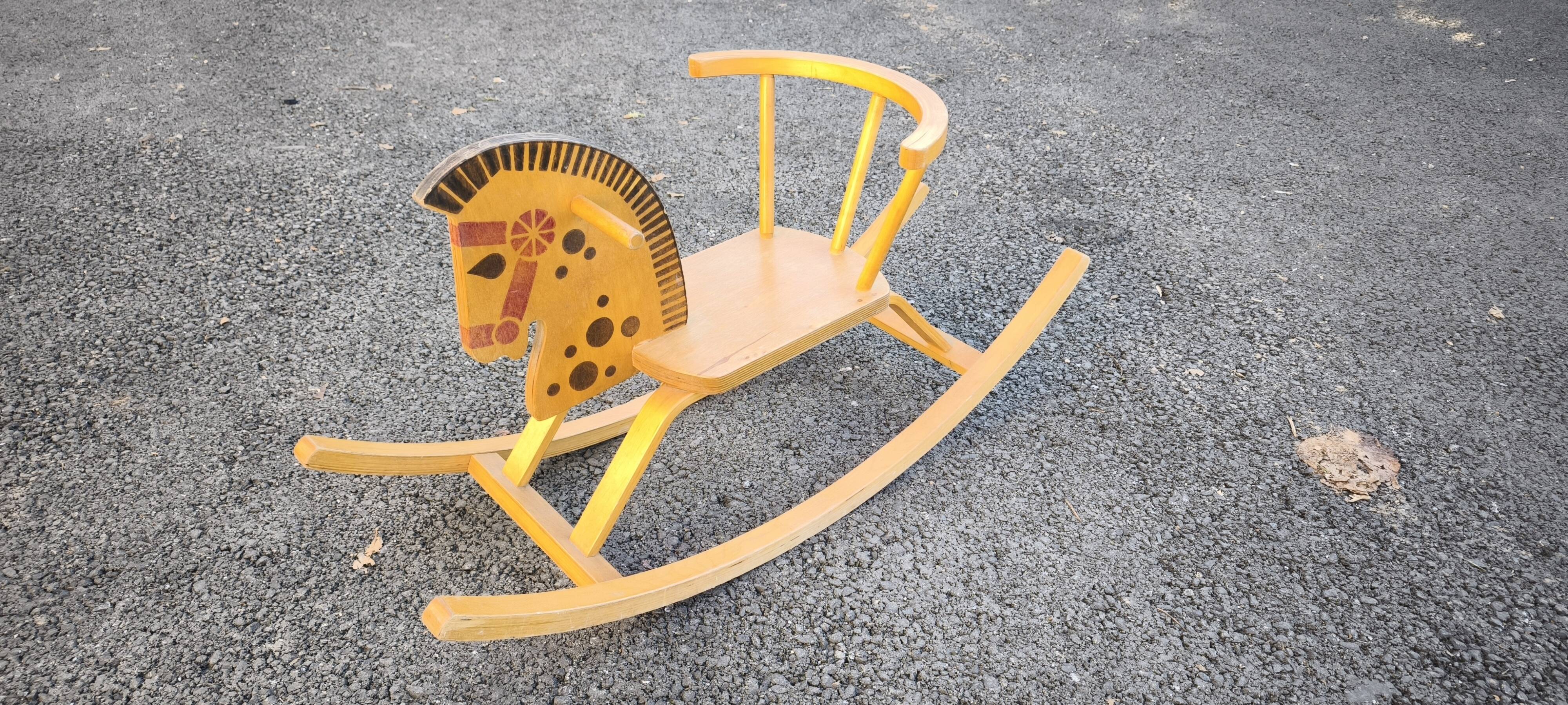 Vintage wooden rocking horse