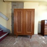 60s wardrobe wood / rattan / wicker