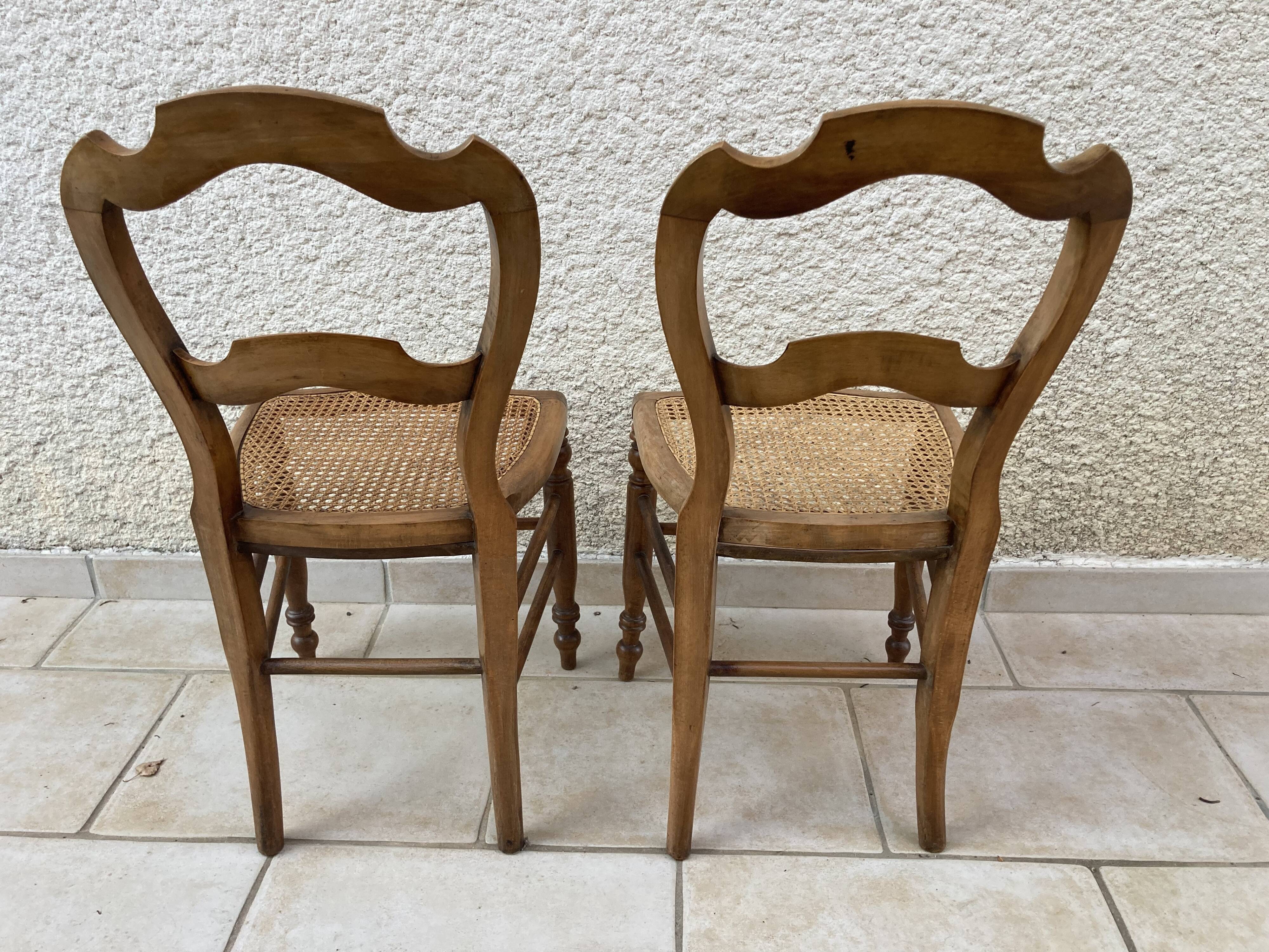 Paire de chaises Louis Philippe cannées