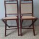 Folding wooden chairs and cannage