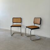 Paire de chaises Marcel Breuer noire cannage