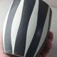 Old ceramic flowerpot, Vallauris style decor, black and white stripes, vintage