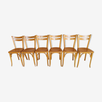 Suite de 6 chaises de bistrot baumann 1960