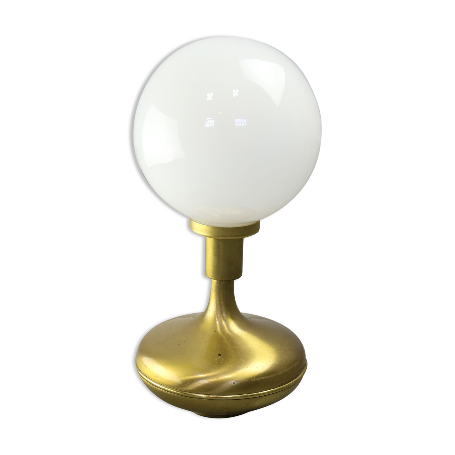 Italian mid-century modern brass & opaline glass table lamp