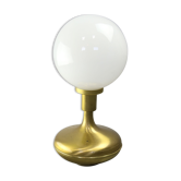 Lampe de table italienne en laiton et en verre opalin
