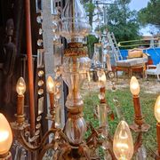 19th Bronze and Crystal Chandelier