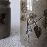 Série de 3 pots en grès émaillé motifs herbier Le Rivet