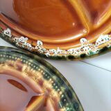 Set of 6 compartmentalised glazed ceramic plates, 1960s-70s.