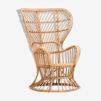 Peacock wicker lounge chair by Trio Noordwolde, Holland, 1950's