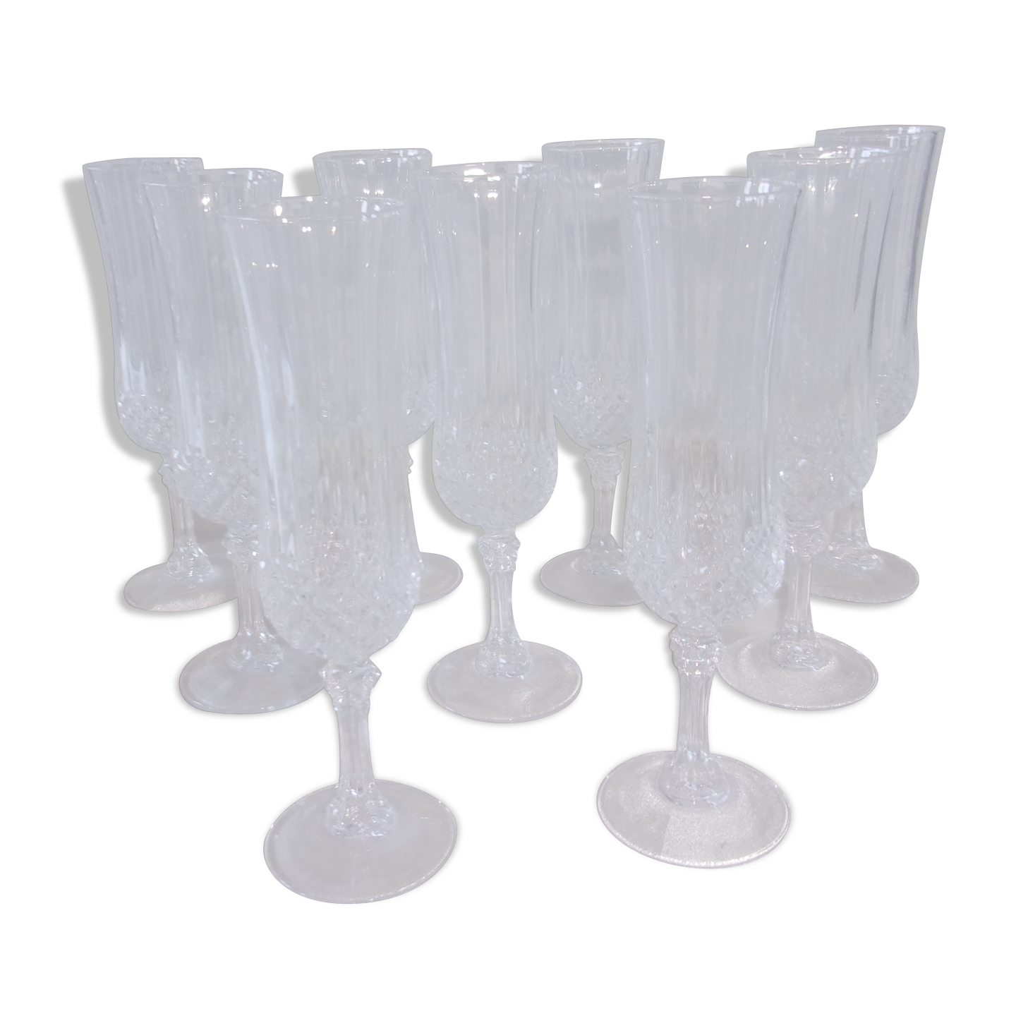 Lot of 9 champagne flutes