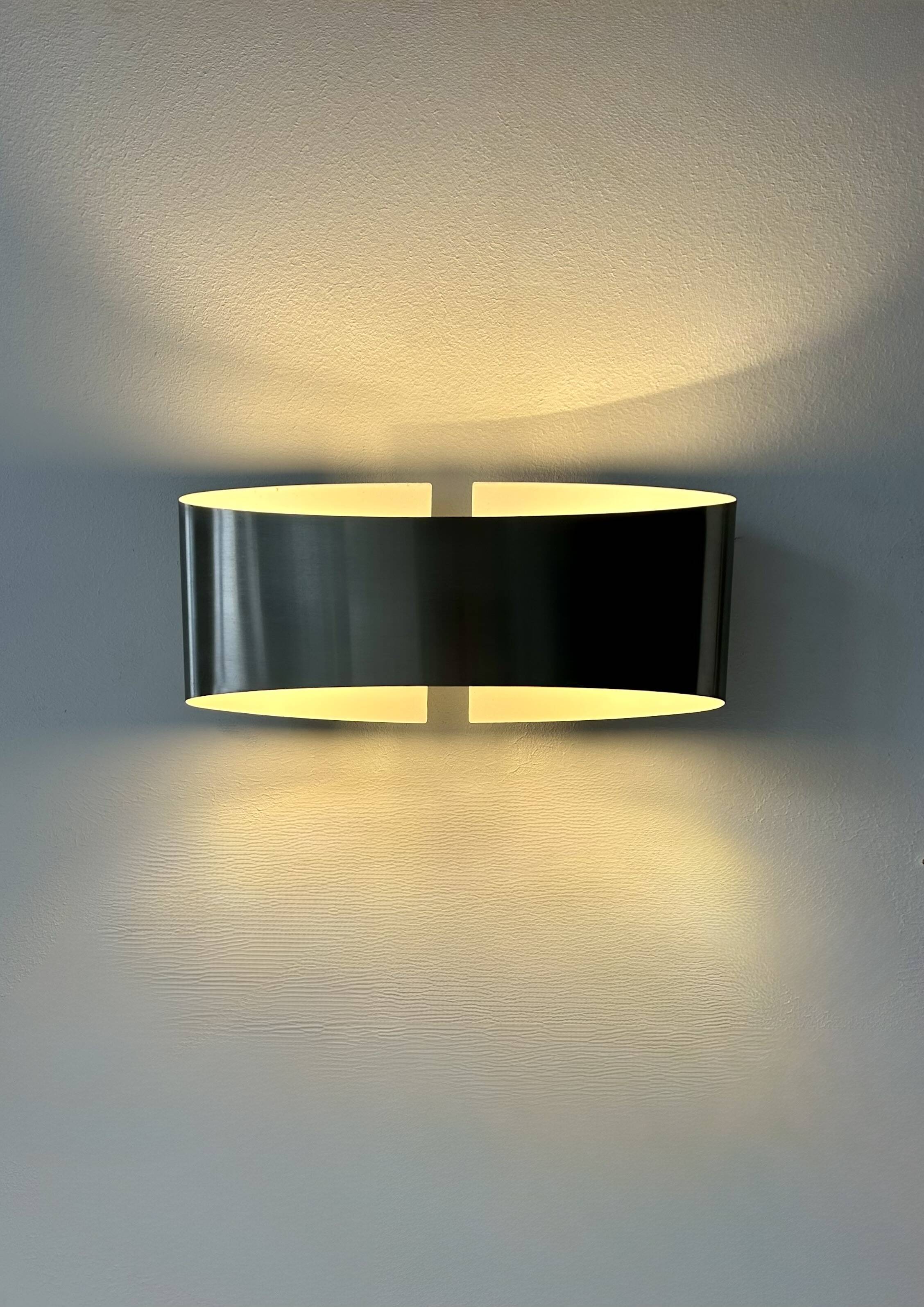 Pair of vintage wall lights, brushed metal, France, 1980