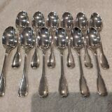 12 silver plated dessert spoons, goldsmith Ravinet Denfert shell