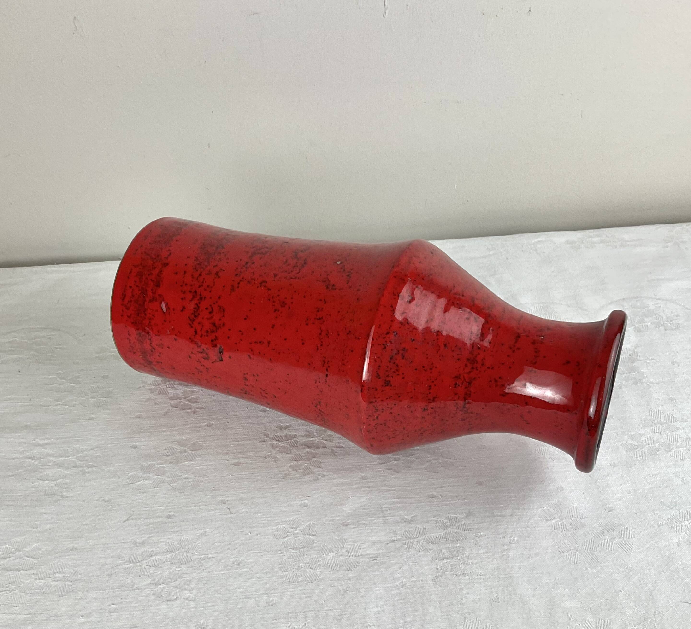 Vintage red ceramic vase mid century design