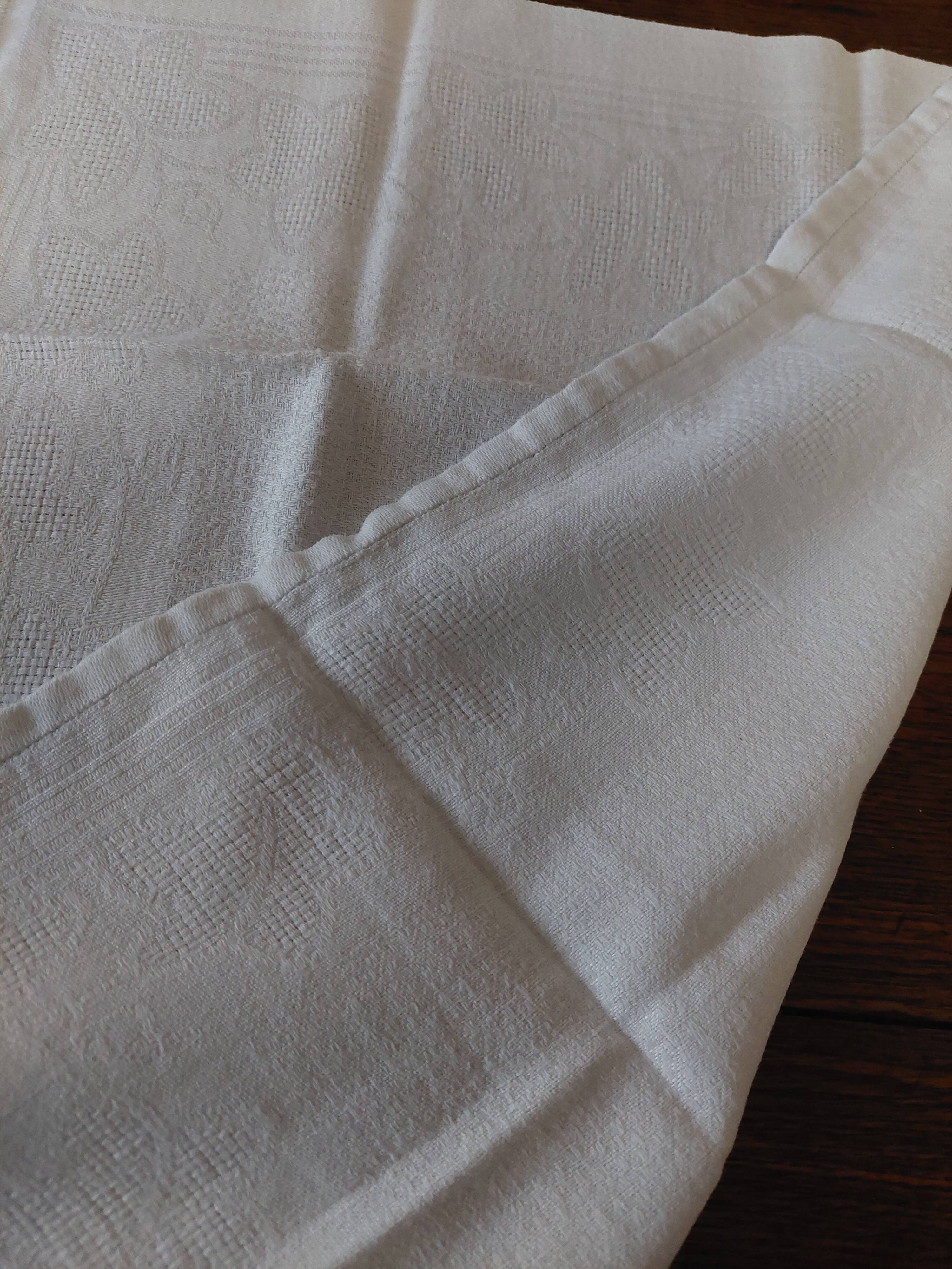 Pair of antique cotton damask napkins with AC monogram