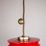 Large pendant light, adjustable in height, in glass and brass, Orion model by Schwarz and Staff Leucht