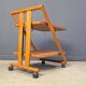 Vintage Italian foldable wooden serving cart, 1980s