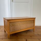 Banc coffre en rotin années 1960