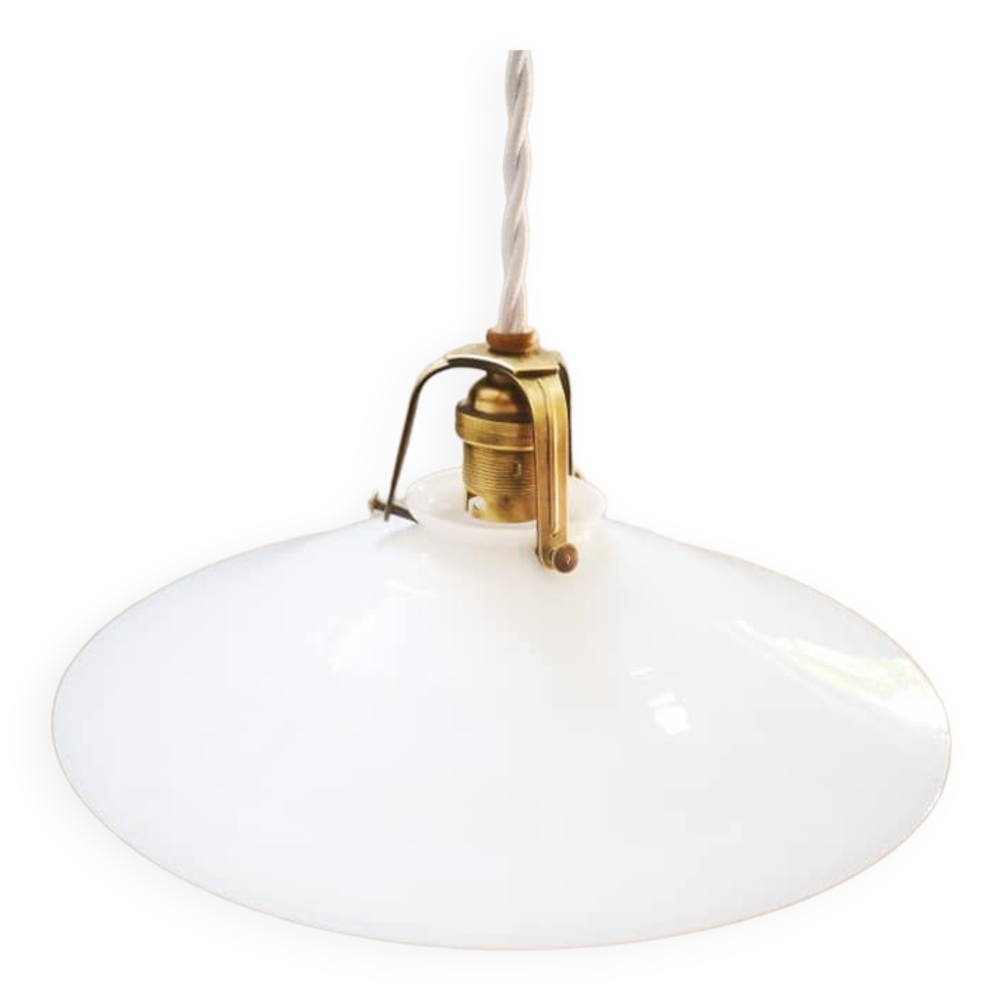 Old suspension lampshade opaline white Art Deco 1930 Ø 26 cm