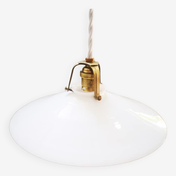 Old suspension lampshade opaline white Art Deco 1930 Ø 26 cm