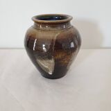 Vase en céramique vernissée marron non Signé - hauteur 14cm