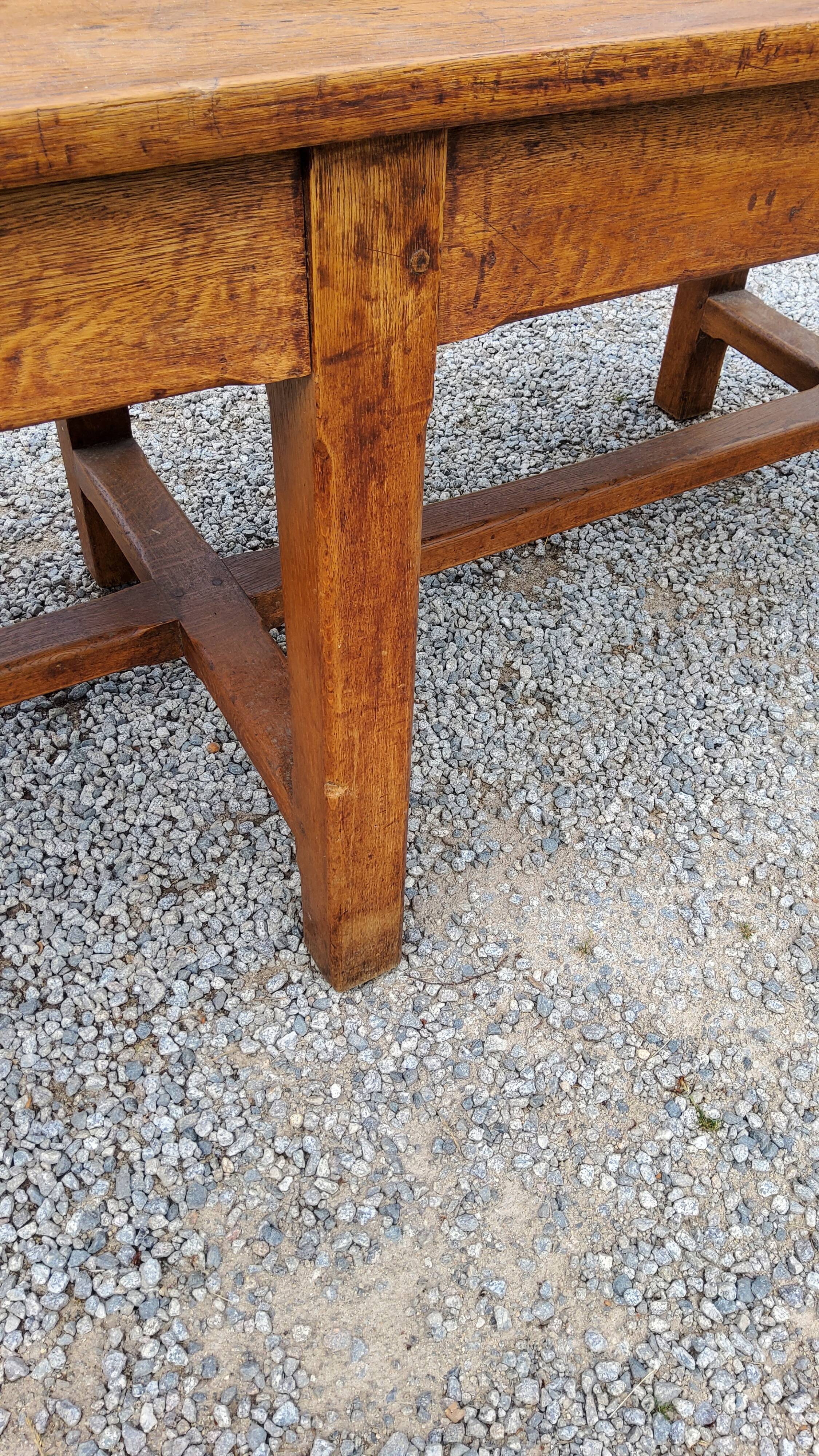 Oak farmhouse table 6 feet 2 drawers 200cm