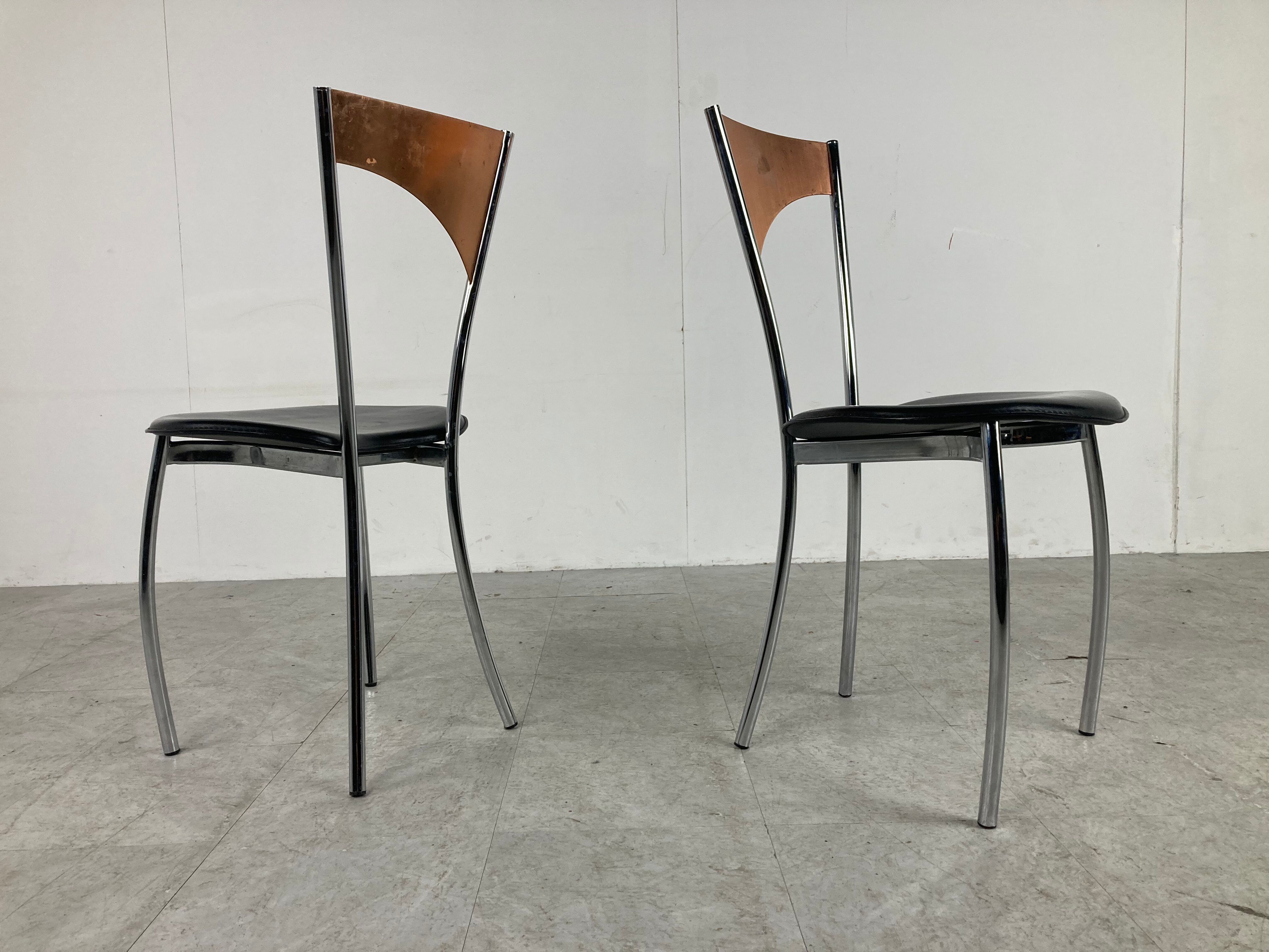Rare dining chairs in copper by Cattelan italy, 1970s