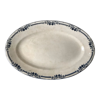 Plat oval Terre de Fer bleu XIXème