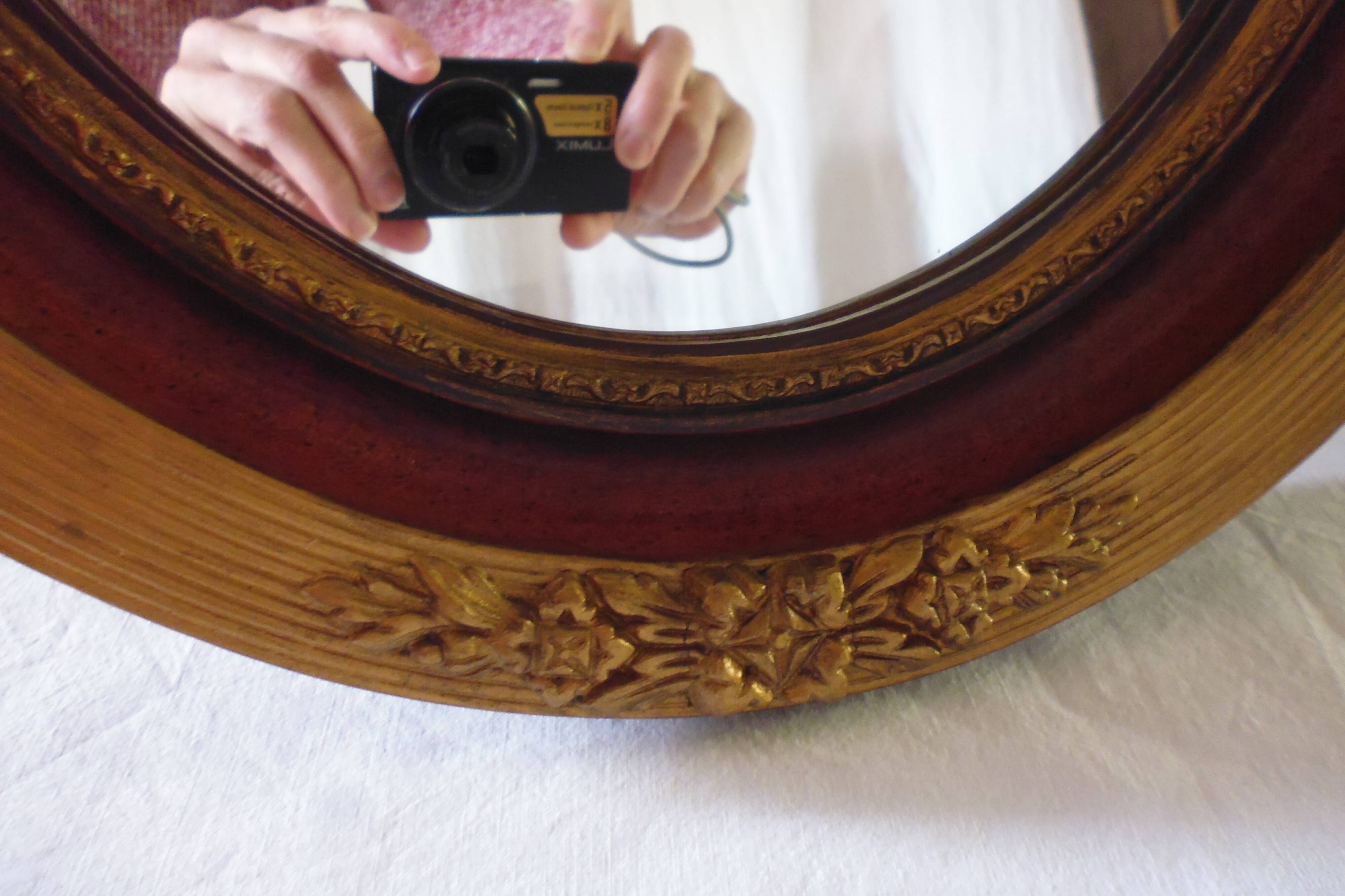 Golden art deco oval mirror 50.5x40.5 cm