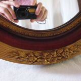 Golden art deco oval mirror 50.5x40.5 cm
