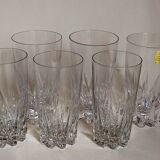 Six vintage crystal juice glasses, three large, three medium
