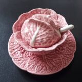 Pink slip mustard pot, Bordallo Pinheiro, Portugal