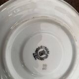 2 coffee cups and bistro saucers, Sarreguemines, vintage Red Band