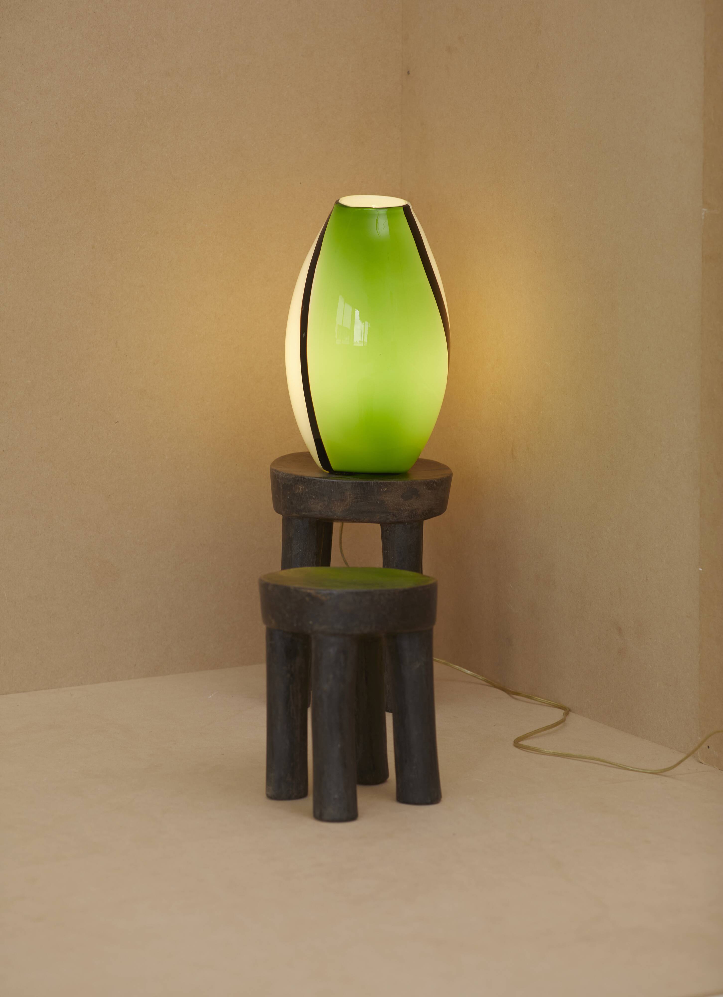 2 large Eglo Empori model lamps in vintage Murano glass Circa 1990