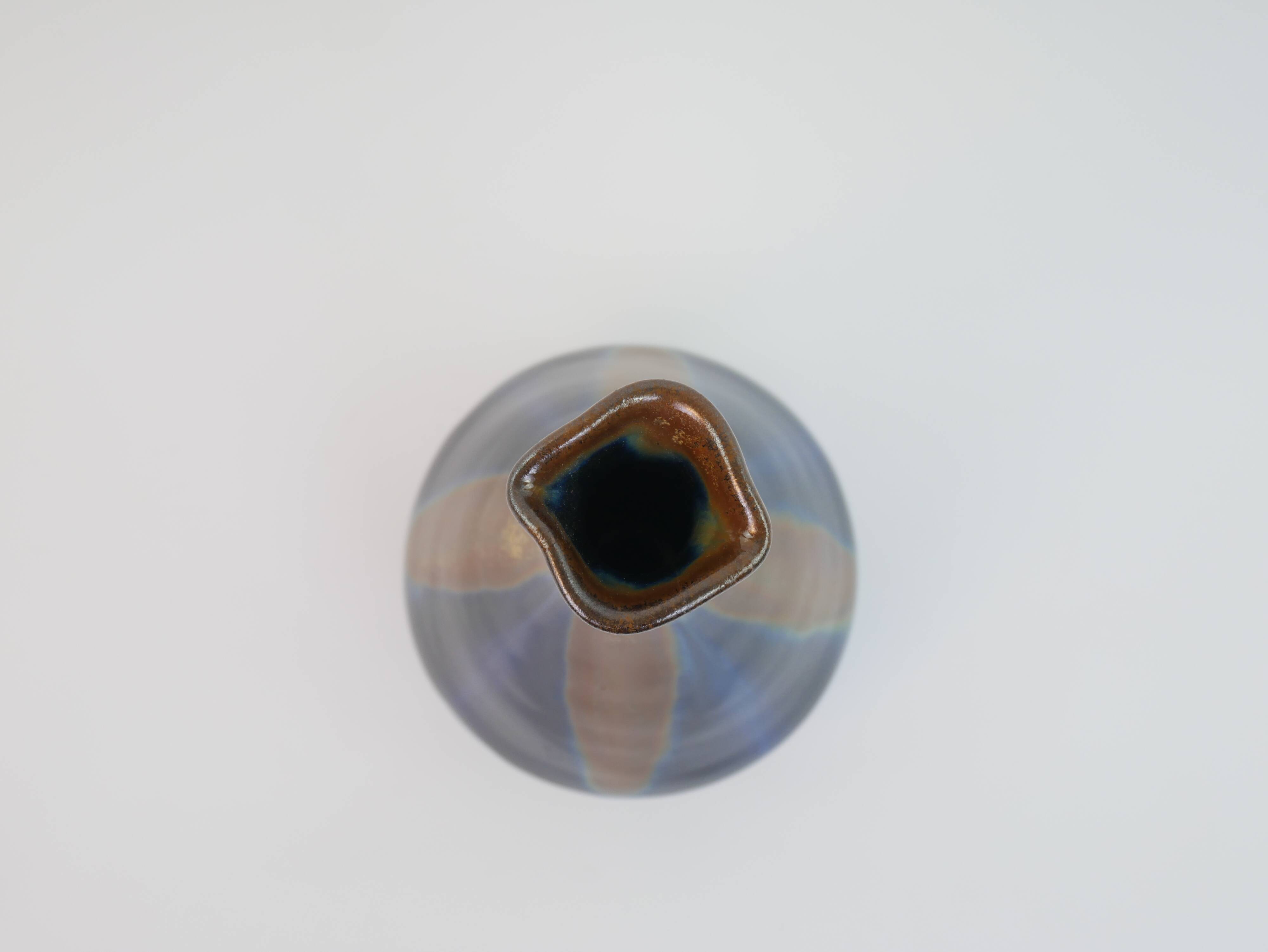 Fournier Demars vase in blue enameled ceramic