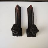Old Cast Iron Andirons: Bust of Marianne RF